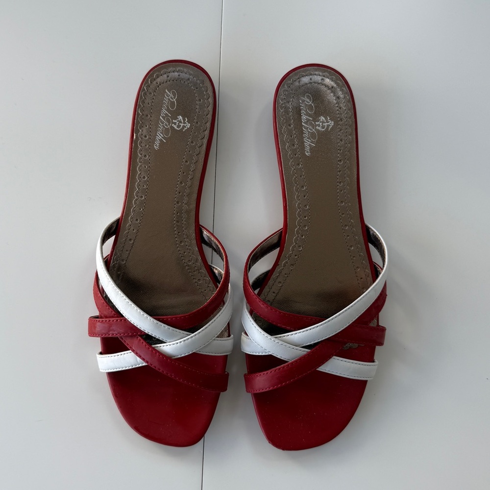 Brooks Brothers Red and White Women's Sandals - Picture 2 of 6